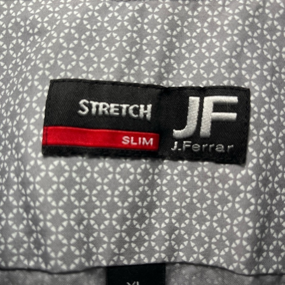J. Ferrar Long Sleeve Stretch Slim Fit Gray Button Up Shirt Mens Sz XL 17-17.5” - Picture 3 of 14